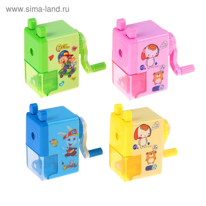 Точилка механическая с контейнером, «Классика», с рисунком, МИКС - Фото 1