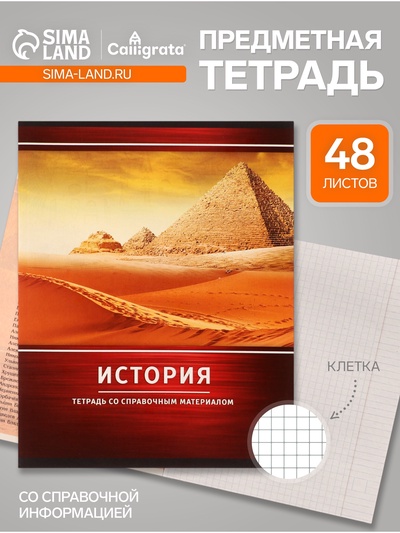 Предметная тетрадь по истории Calligrata «Металл», 48 листов, в клетку, со справочным материалом, обложка из мелованного картона