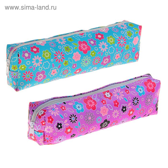 Пенал детский «Цветочки», на молнии, МИКС - Фото 1