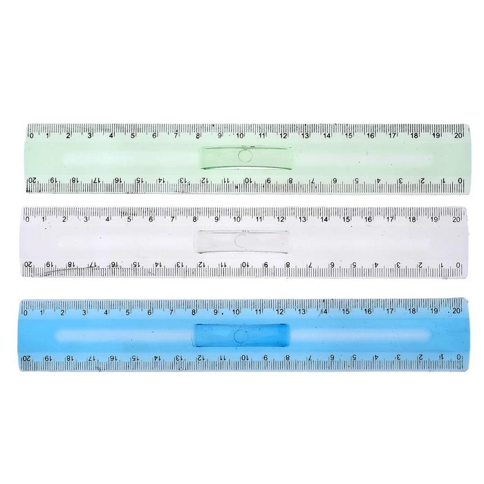 Линейка пластиковая Calligrata, 20 см, с держателем, двухсторонняя шкала, МИКС - Фото 1
