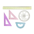 Набор геометрический Calligrata, 5 предметов (линейка 30 см, 2 угольника, транспортир, трафарет окружности), МИКС - Фото 1