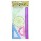 Набор геометрический Calligrata, 5 предметов (линейка 30 см, 2 угольника, транспортир, трафарет окружности), МИКС - Фото 9