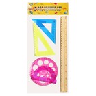 Набор геометрический Calligrata, 5 предметов (линейка 30 см, 2 угольника, транспортир, трафарет окружности), МИКС - Фото 8