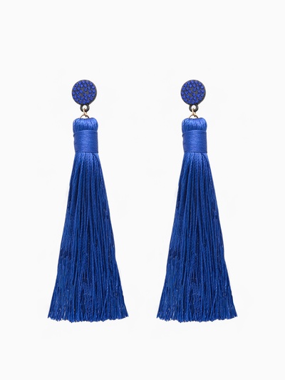 Серьги «Кисти» гармония, синие, L, кистей, 10.5 см