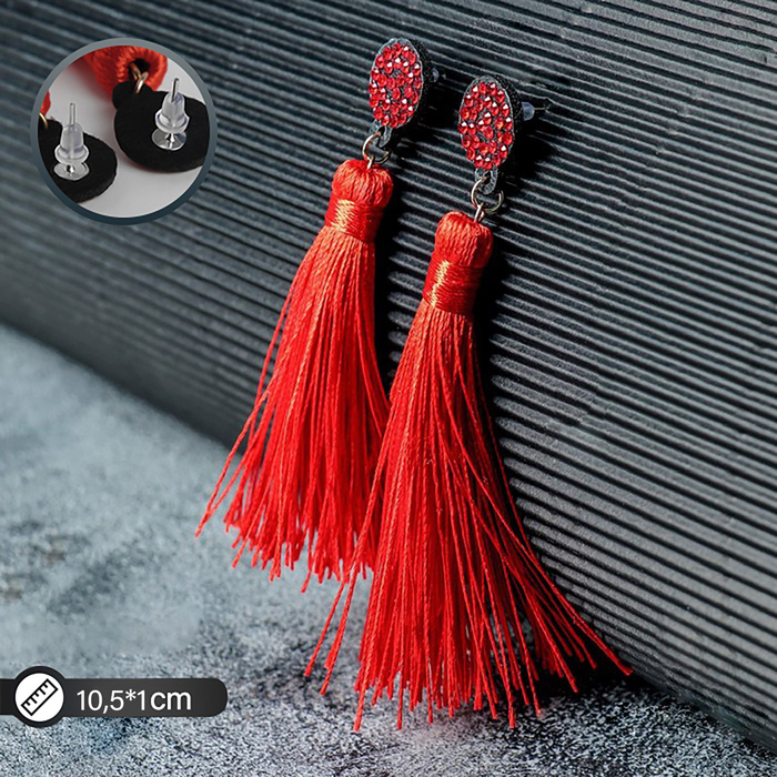 Серьги «Кисти» гармония, цвет красный, L кисти 8.5 см - Фото 1