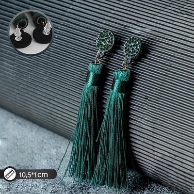 Серьги «Кисти» гармония, цвет изумрудный, L кисти 8.5 см