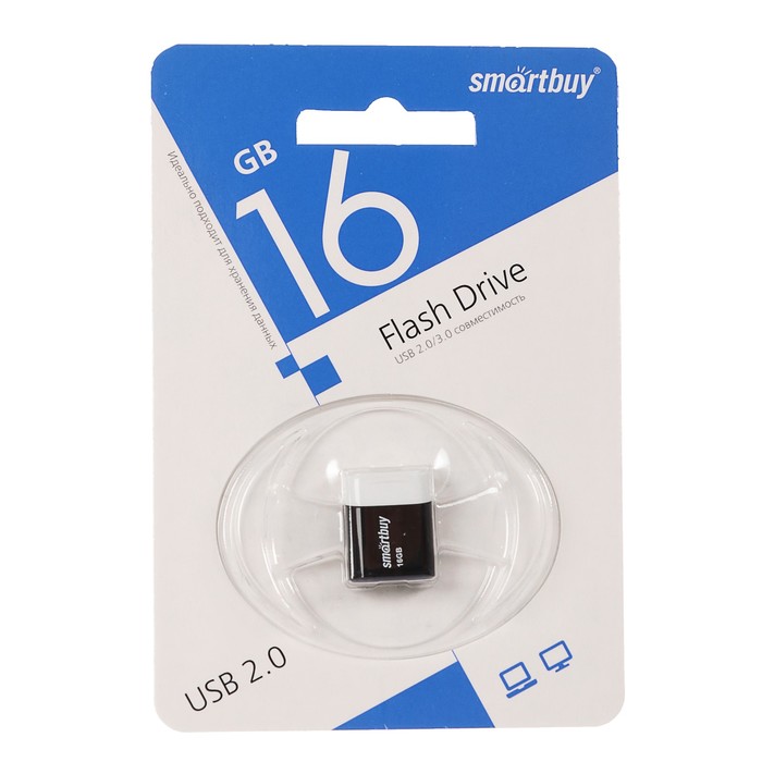 Флешка Smartbuy Lara, 16 Гб, USB2.0, чт до 25 Мб/с, зап до 15 Мб/с, черная - фото 51296126