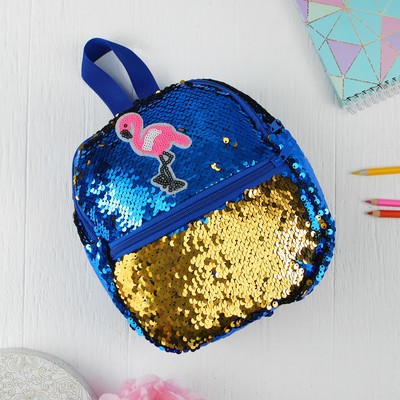 Рюкзак детский «Фламинго», цвет сине-золотой