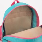 Рюкзак детский на молнии, светоотражающая полоса, цвет розовый/бирюзовый - Фото 6