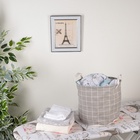 Корзина для белья Доляна «Клетка», 30×30×30 см, серая - Фото 5