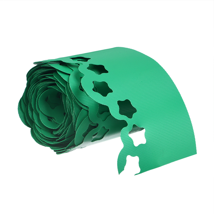 Лента бордюрная, 0.15 × 9 м, толщина 1.2 мм, пластиковая, фигурная, зелёная - фото 1908452476