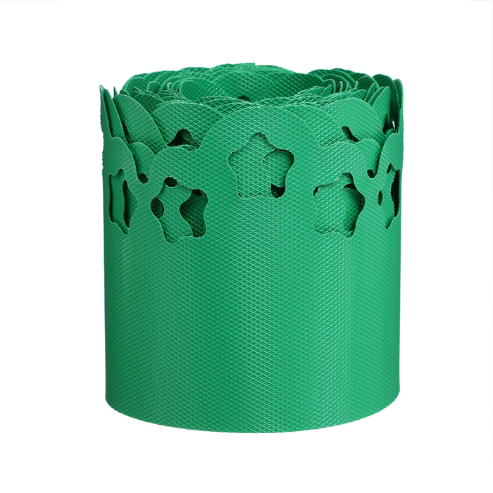 Лента бордюрная, 0.15 × 9 м, толщина 1.2 мм, пластиковая, фигурная, зелёная - фото 1889342362