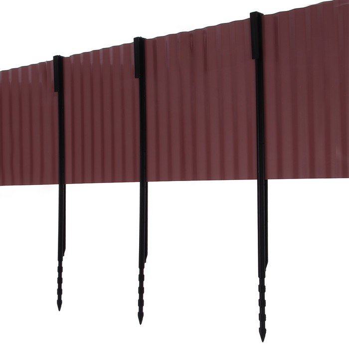 Лента бордюрная, 0.2 × 9 м, толщина 0.6 мм, пластиковая, гофра, тёмно-коричневая - фото 1889342390