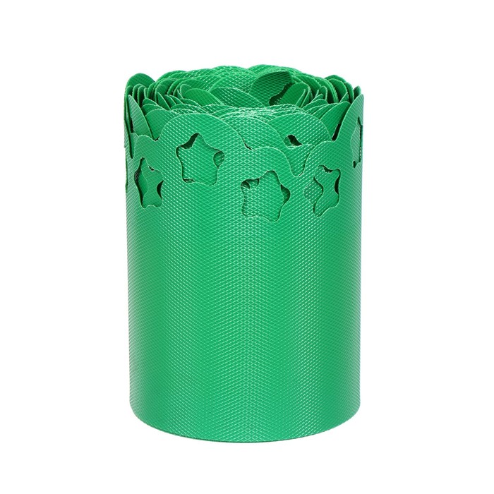 Лента бордюрная, 0.2 × 9 м, толщина 1.2 мм, пластиковая, фигурная, зелёная - фото 1918850309