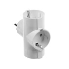 Тройник электрический, 16А, с з/к, 220 В, белый - Фото 1