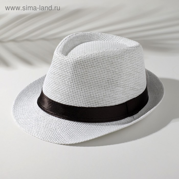 Шляпа мужская MINAKU "Плетеная", размер 58, цвет белый - Фото 1