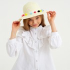 Шляпа с бомбошками для девочки MINAKU, размер 50, цвет белый - Фото 2