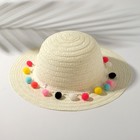 Шляпа с бомбошками для девочки MINAKU, размер 50, цвет белый - Фото 4