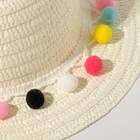 Шляпа с бомбошками для девочки MINAKU, размер 50, цвет белый - Фото 5