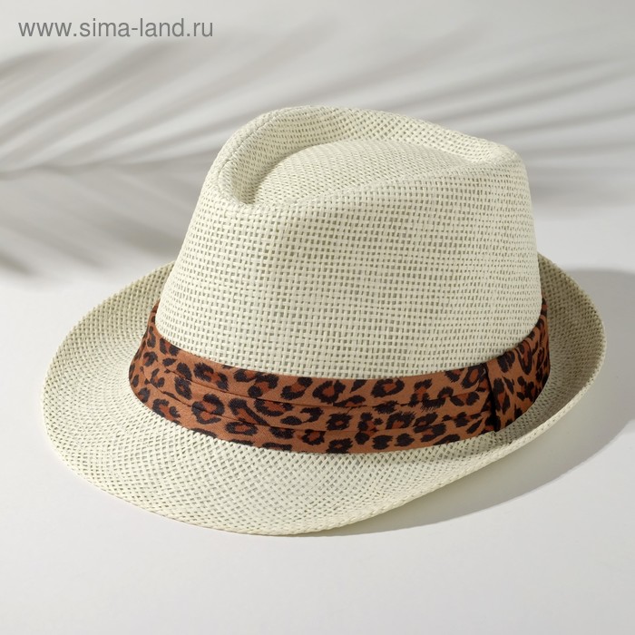 Шляпа женская MINAKU "Леопард", размер 56-58, цвет экрю - Фото 1