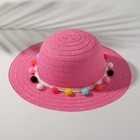 Шляпа с бомбошками для девочки MINAKU, размер 50, цвет розовый - Фото 4