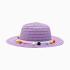 Шляпа с бомбошками для девочки MINAKU, цвет фиолетовый, размер 50 - фото 9931608