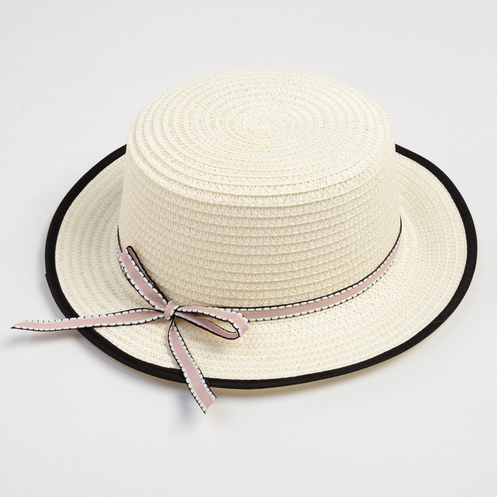 Шляпа для девочки MINAKU "Леди", размер 52-54, цвет экрю - фото 1927456099