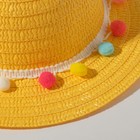 Шляпа с бомбошками для девочки MINAKU, цвет жёлтый, размер 50 - Фото 2