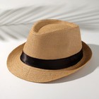 Шляпа мужская MINAKU "Плетеная", размер 58, цвет бежевый - фото 320299315