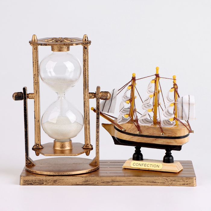 Песочные часы "Фрегат", сувенирные, 15.5 х 6.5 х 12.5 см, микс - Фото 1
