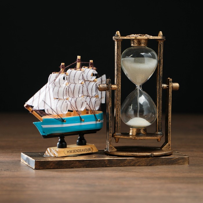 Песочные часы "Фрегат", сувенирные, 15.5 х 6.5 х 12.5 см, микс - фото 1898197178