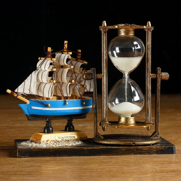 Песочные часы "Фрегат", сувенирные, 15.5 х 6.5 х 12.5 см, микс - фото 1898197184