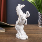 Сувенир керамика "Конь на дыбах" белый с золотом,  16х9х4,8 см - Фото 6