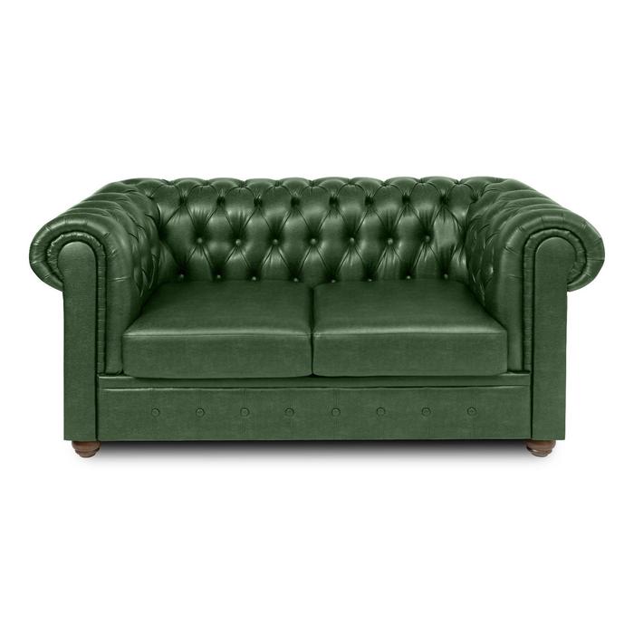 Диван "Честерфилд" 2х местный, экокожа, темно-зеленый - Фото 1