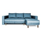 Диван угловой NEXT, с подлокотниками, спальное место 1450×2050 мм, обивка рогожка, цвет denim - Фото 4