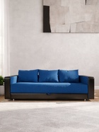 Диван прямой «ЛИДЕР», механизм еврокнижка, рогожка/экокожа, цвет ocean/sunny black - Фото 4