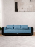 Диван прямой «ЛИДЕР», механизм еврокнижка, рогожка/экокожа, цвет denim/sunny black - Фото 4