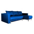 Диван угловой NEXT, с подлокотниками, спальное место 1450×2050 мм, обивка рогожка, цвет ocean - Фото 5