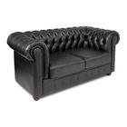Диван "Честерфилд" 2х местный, экокожа, черный - Фото 2
