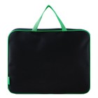 Папка с ручками текстильная А4, Calligrata "Офис, 350 х 265 х 45 мм, ПМД 2-42, чёрная/салатовая - Фото 2