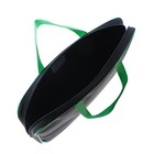 Папка с ручками текстильная А4, Calligrata "Офис, 350 х 265 х 45 мм, ПМД 2-42, чёрная/салатовая - Фото 4