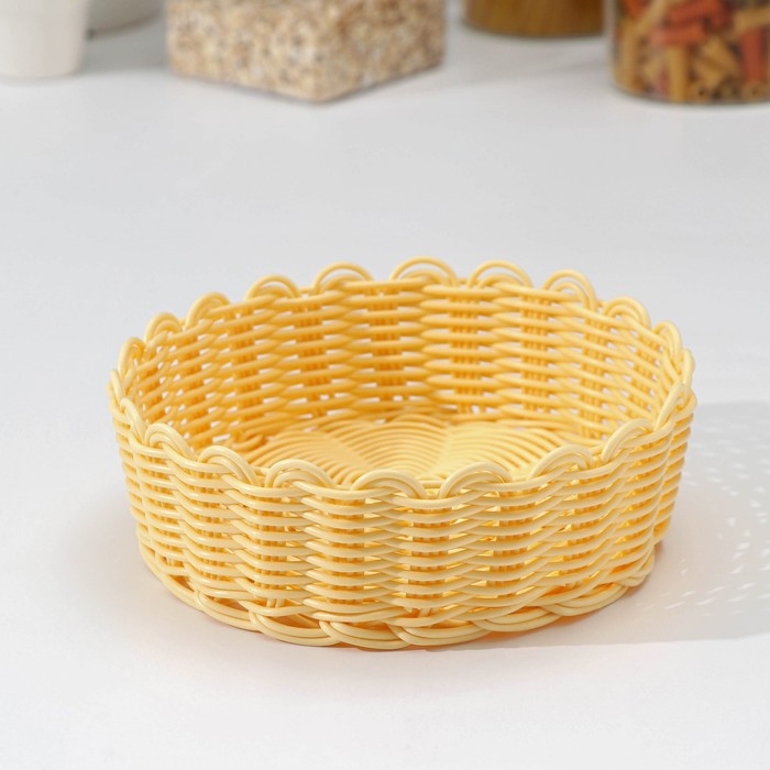 Корзинка для подачи Доляна, 17×17×6,5 см, цвет молочный - Фото 1