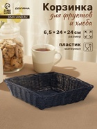 Корзинка для фруктов и хлеба Доляна «Плетёнка», 24×24×6.5 см, пластик, плетёная, чёрная - Фото 1