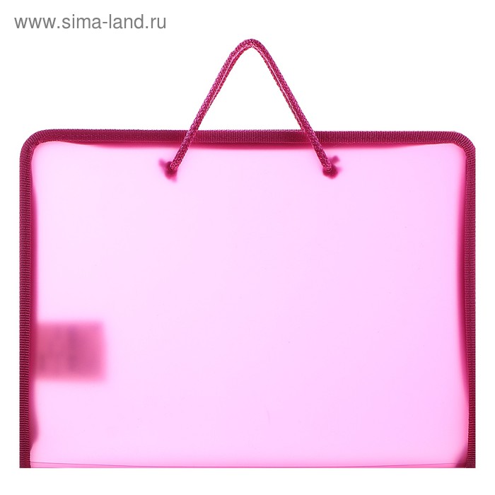 Папка с ручками А4, 230 х 185 х 25 мм, молния вокруг, пластиковая, ПТ-112, "Офис", тонированная, цвет розовый - Фото 1