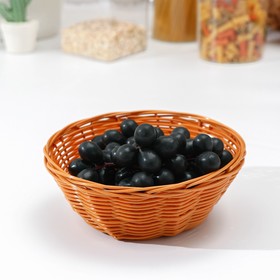 Корзинка для фруктов и хлеба Доляна «Плетёнка», 17×7 см, цвет коричневый