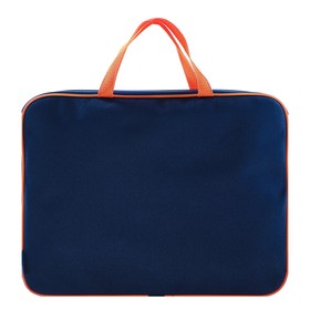 Папка с ручками текстильная А4, 350 х 265 х 45 мм, ПМД 2-42 'Офис', внутренний карман, тёмно-синяя/оранжевая Ош