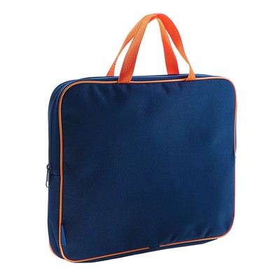 Папка с ручками текстильная А4, Calligrata "Офис", 350 х 265 х 45 мм, ПМД 2-42, тёмно-синяя, оранжевая