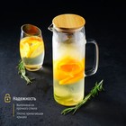 Кувшин стеклянный с бамбуковой крышкой Magistro «Эко», 1.3 л - Фото 4