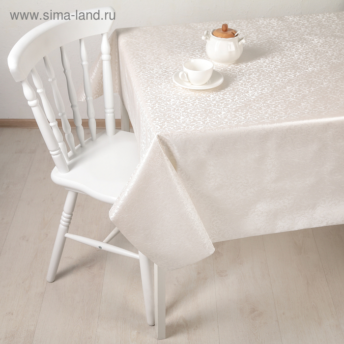 Клеёнка на стол на тканевой основе, ширина 137 см, рулон 20 метров, толщина 0,25 мм, цвет белый - Фото 1