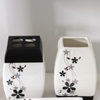 Набор аксессуаров для ванной комнаты «Грация», 4 предмета (дозатор 400 мл, мыльница, 2 стакана), цвет бело-чёрный - Фото 3